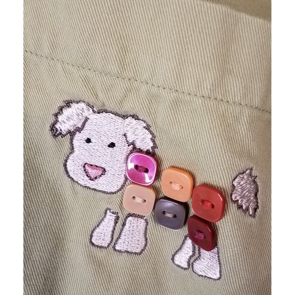Christopher & Banks Women's Top Embroidered Dog on Front Pocket & on Back Size M - Picture 2 of 5